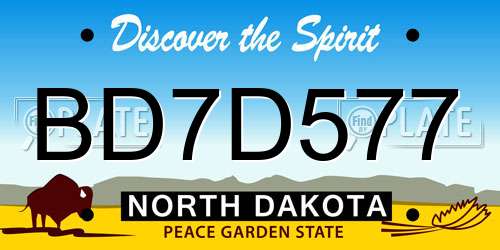BD7D577 North Dakota License Plate