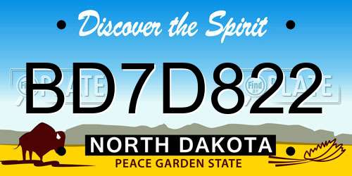 BD7D822 North Dakota License Plate