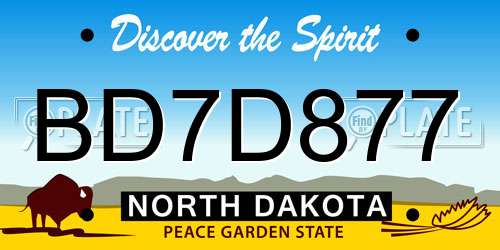 BD7D877 North Dakota License Plate