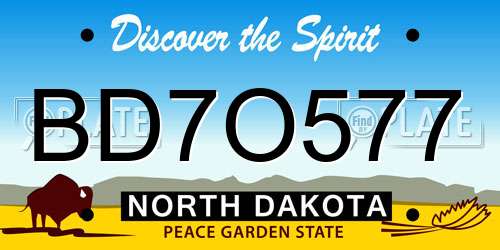 BD7O577 North Dakota License Plate