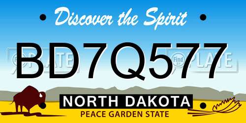 BD7Q577 North Dakota License Plate