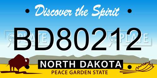BD80212 North Dakota License Plate