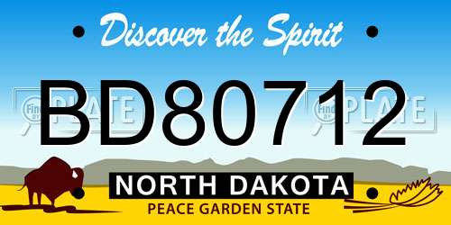 BD80712 North Dakota License Plate