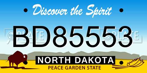 BD85553 North Dakota License Plate