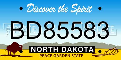 BD85583 North Dakota License Plate