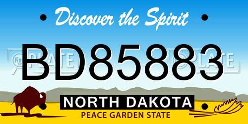 BD85883 North Dakota License Plate
