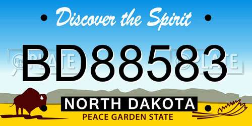 BD88583 North Dakota License Plate