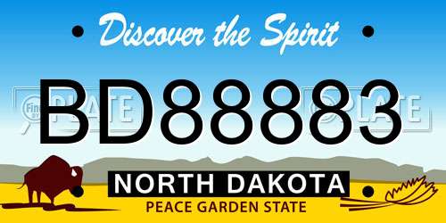 BD88883 North Dakota License Plate