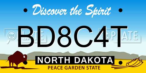 BD8C4T North Dakota License Plate