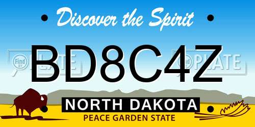 BD8C4Z North Dakota License Plate