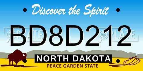 BD8D212 North Dakota License Plate