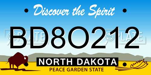 BD8O212 North Dakota License Plate