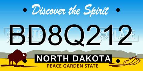 BD8Q212 North Dakota License Plate