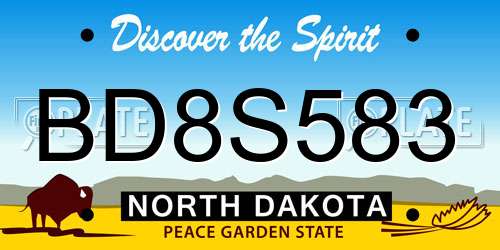 BD8S583 North Dakota License Plate