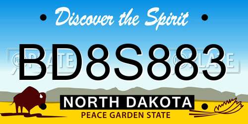 BD8S883 North Dakota License Plate