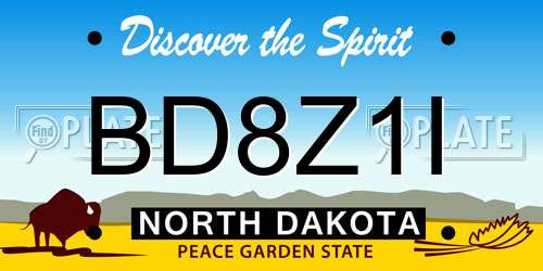 BD8Z1I North Dakota License Plate