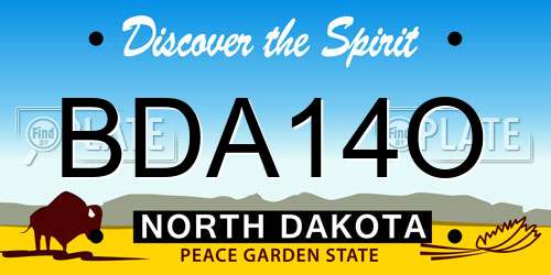 BDA14O North Dakota License Plate