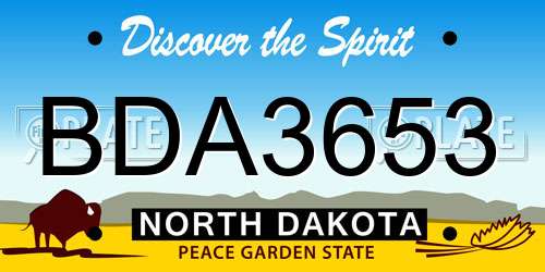 BDA3653 North Dakota License Plate