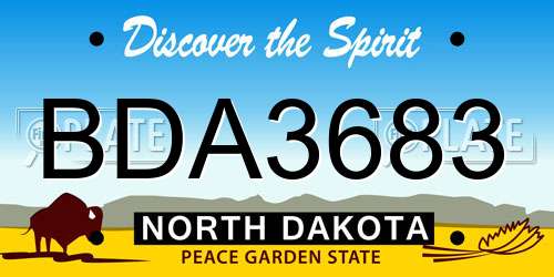 BDA3683 North Dakota License Plate