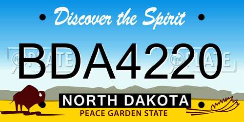 BDA4220 North Dakota License Plate