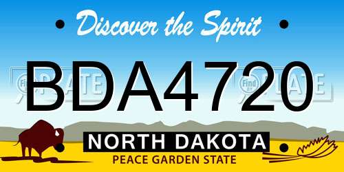 BDA4720 North Dakota License Plate