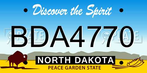 BDA4770 North Dakota License Plate