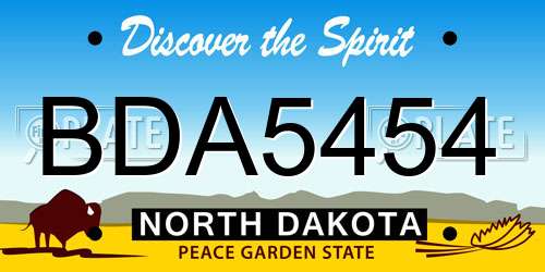 BDA5454 North Dakota License Plate
