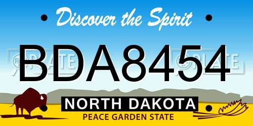 BDA8454 North Dakota License Plate