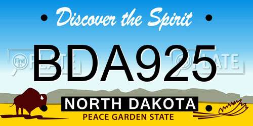 BDA925 North Dakota License Plate