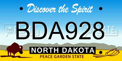 BDA928 North Dakota License Plate