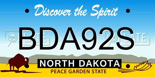 BDA92S North Dakota License Plate
