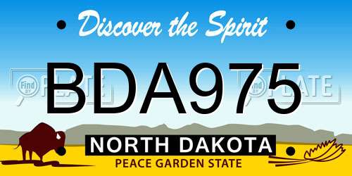 BDA975 North Dakota License Plate