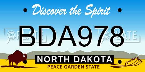 BDA978 North Dakota License Plate