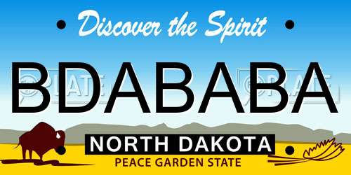BDABABA North Dakota License Plate