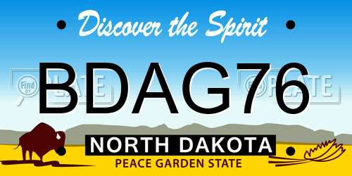 BDAG76 North Dakota License Plate