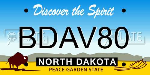 BDAV80 North Dakota License Plate
