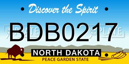 BDB0217 North Dakota License Plate