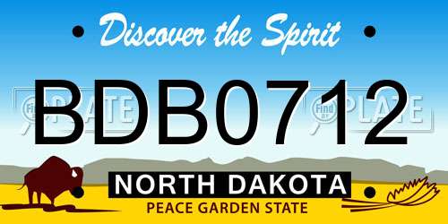 BDB0712 North Dakota License Plate