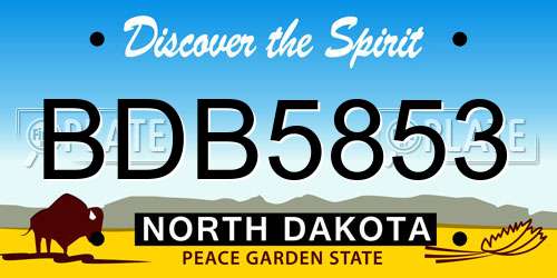 BDB5853 North Dakota License Plate