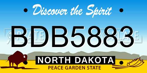 BDB5883 North Dakota License Plate