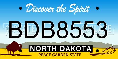BDB8553 North Dakota License Plate