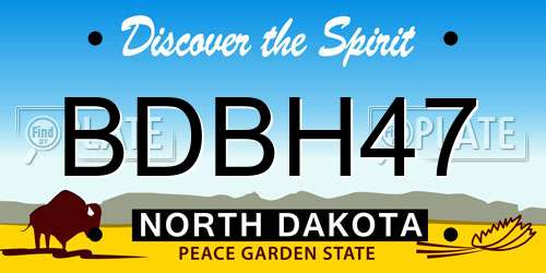 BDBH47 North Dakota License Plate
