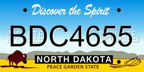 BDC4655 North Dakota License Plate