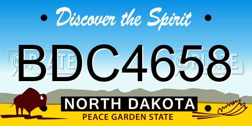 BDC4658 North Dakota License Plate