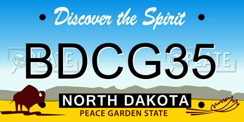 BDCG35 North Dakota License Plate
