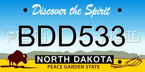 BDD533 North Dakota License Plate