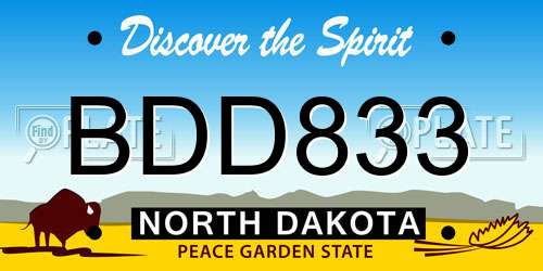 BDD833 North Dakota License Plate