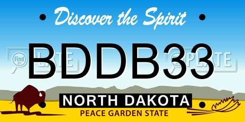 BDDB33 North Dakota License Plate