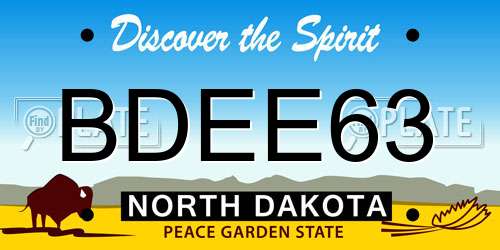 BDEE63 North Dakota License Plate