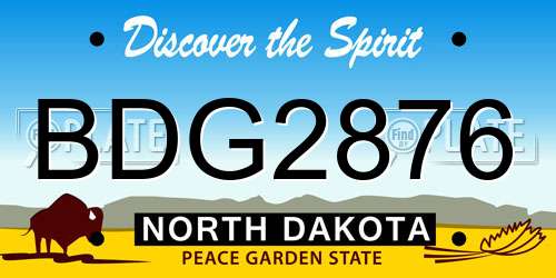BDG2876 North Dakota License Plate